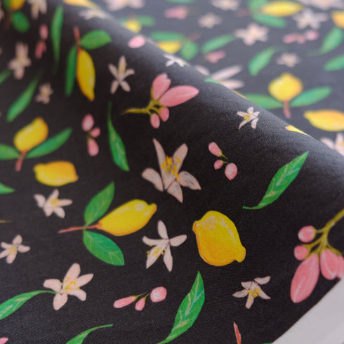 Lemon Dark Grey Cotton